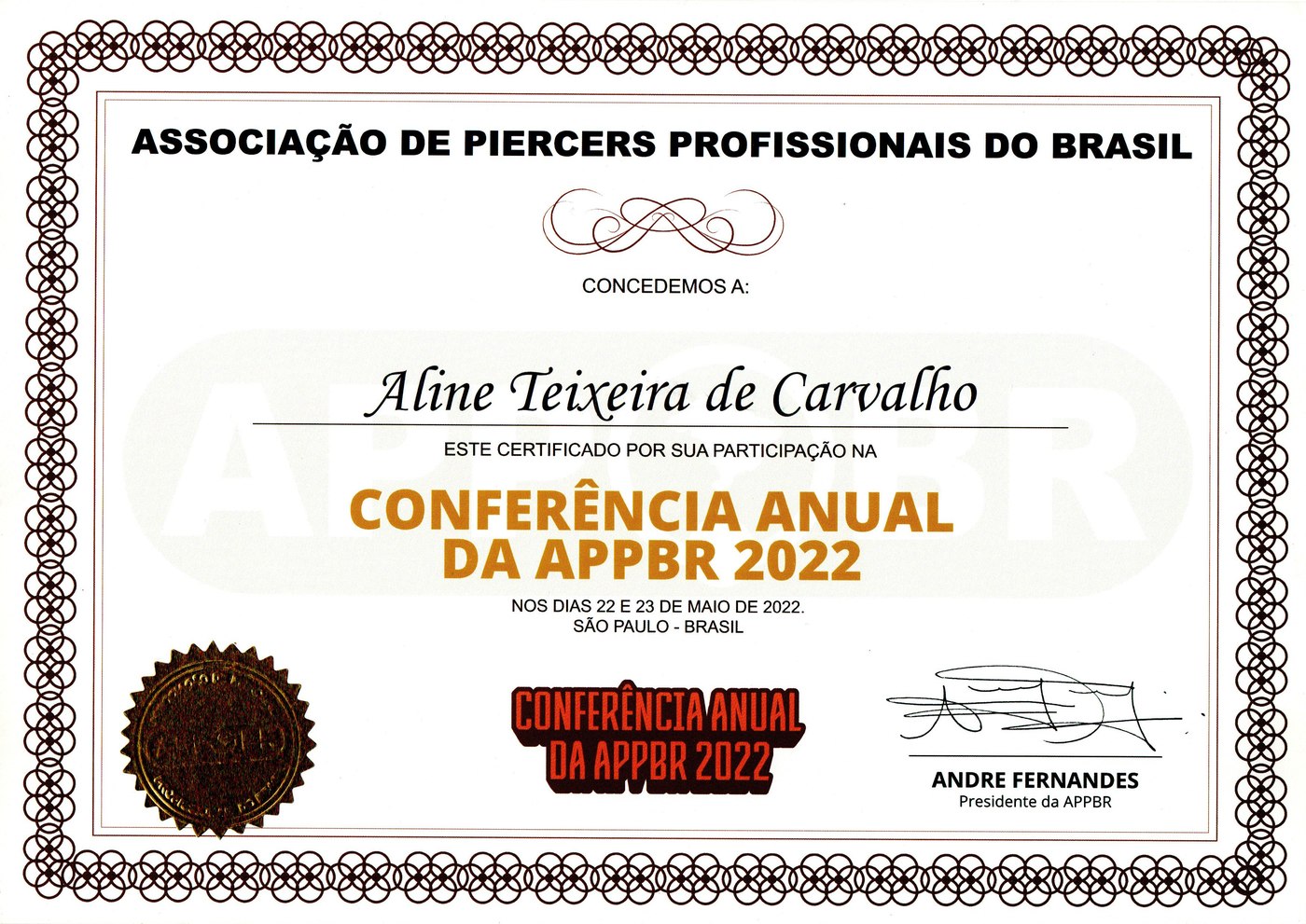 Certificado de Participação — Conferência Anual da APPBR 2022